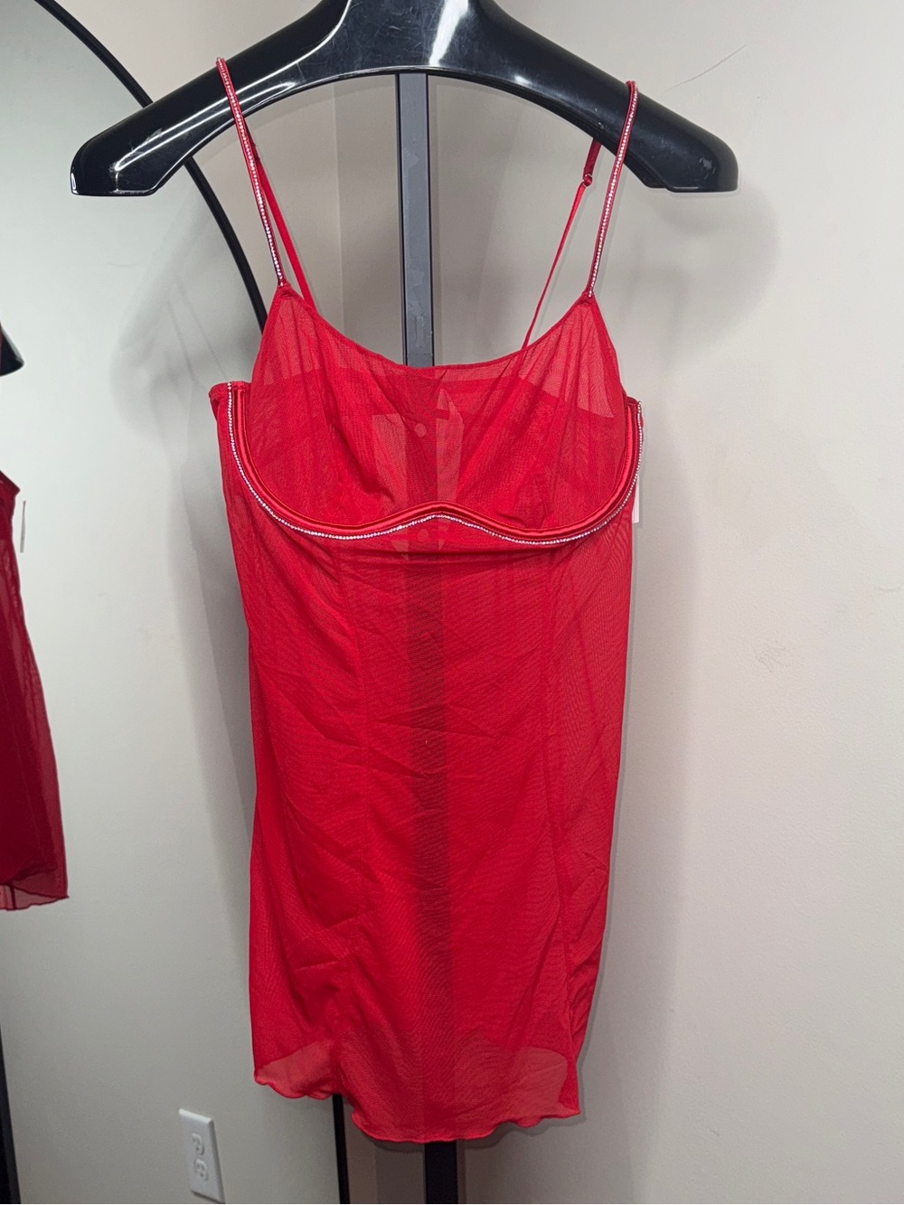 Auden Rhinestone Studded Lingerie Dress Red Size M